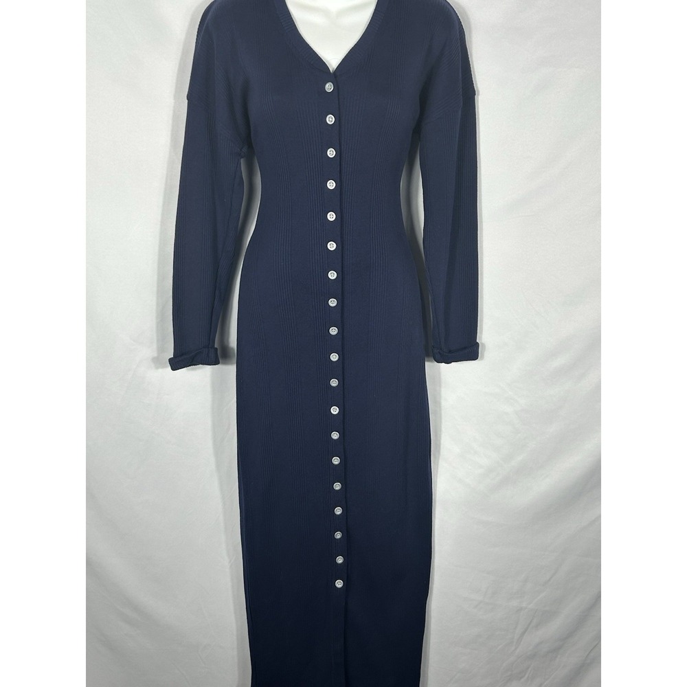 Vintage USA Karen Alexander Womens‎ Full Button Maxi Dress Size 4 Ribbed Knit